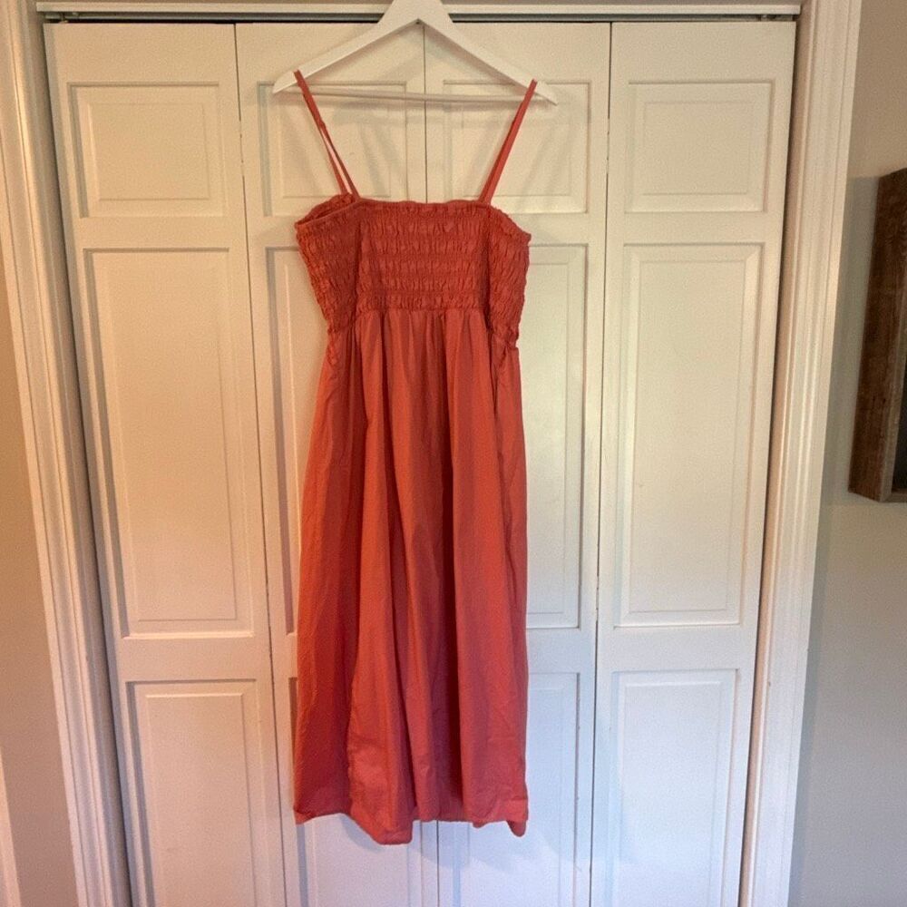 Old Navy coral smocked bust midi dress size XL - Picture 8 of 11